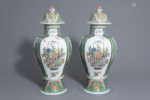 A pair of Samson porcelain Chinese famille verte s...