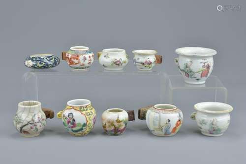 A group of ten Chinese 19/20th Century porcelain bird