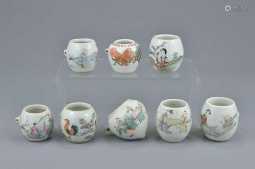 A group of eight Chinese 19/20th Century porcelain bird