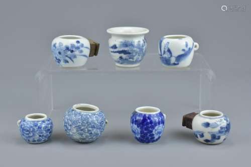 A group of seven Chinese 19/20th Century blue and white