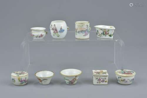 A group of nine Chinese 19/20th Century Famille Rose