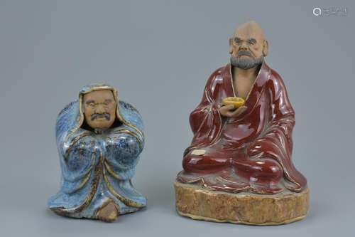 Two Chinese early 20th century Shiwan pottery figures