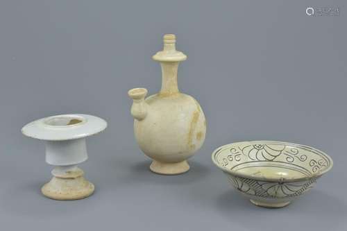 A group of three Chinese Song dynasty white glazed