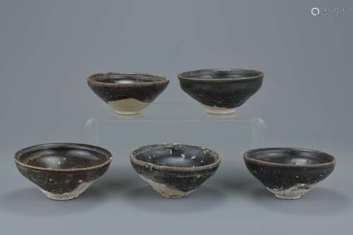 A group of five Chinese Song dynasty (960-1279) black