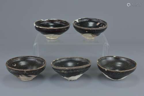 A group of five Chinese Song dynasty (960-1279) black