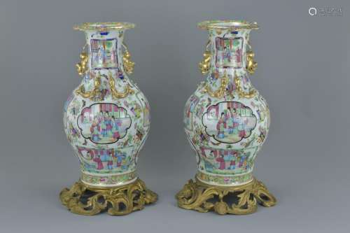A pair of 19th century Chinese Cantonese porcelain