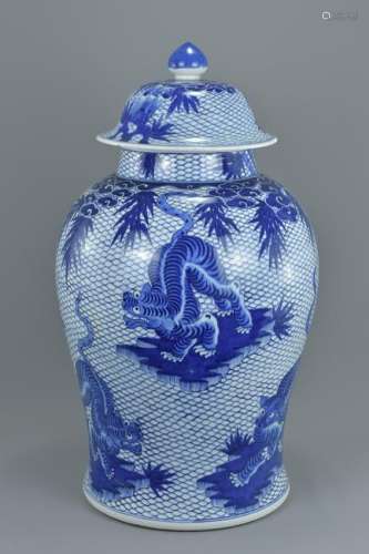 A very large Chinese blue and white porcelain jar and