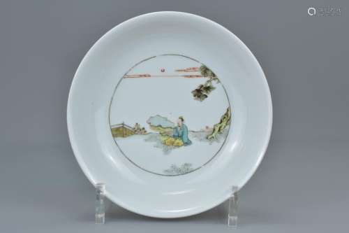 A Chinese 18/19th Famille Rose porcelain dish. Interior