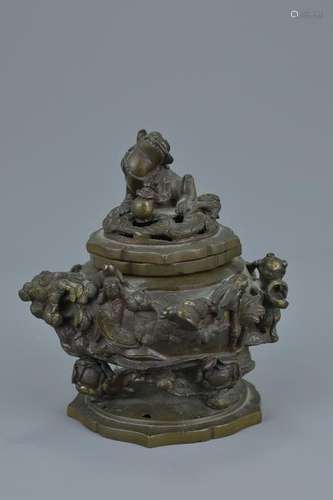 A 19/20th century Japanese cast bronze incense burner