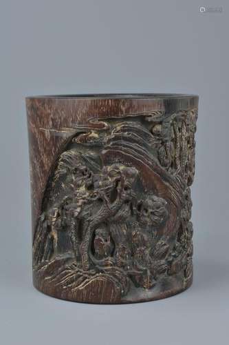 An 18th / 19th century Chinese hardwood Brush Pot