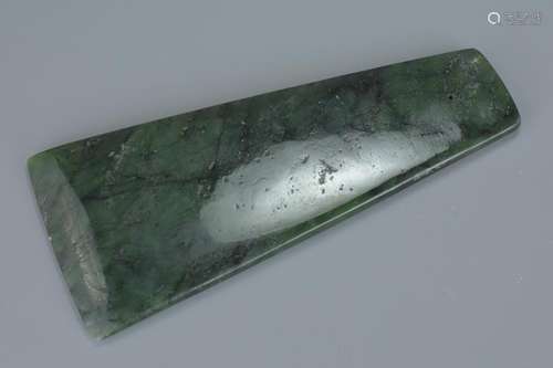 A spinach Jade axe head. 19cm length