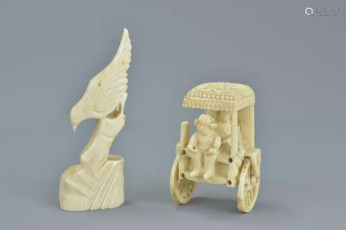 A 19/20th century Anglo-Indian carved ivory figure of a