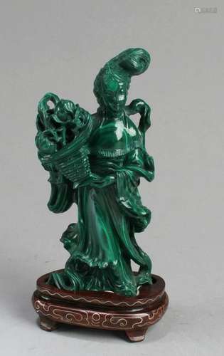 A Carved Malachite Carved Lady Figurine