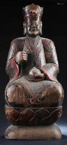 Chinese Wood Carved Deity Statue