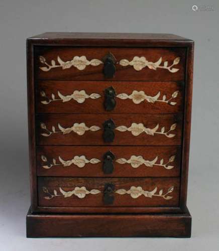 Chinese Hardwood Multi-Tier Box with Mother Pearl Inlay