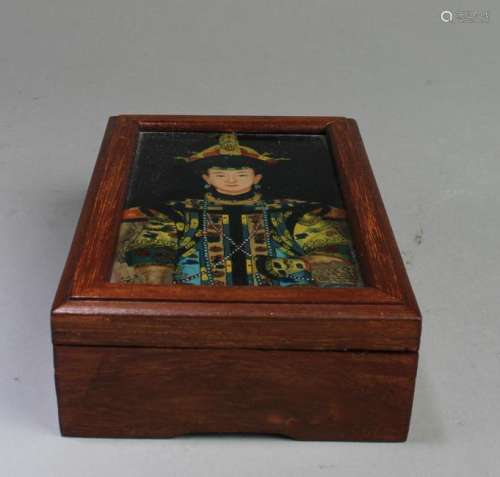 A Wooden Box with Inverse Painting Top