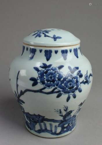 Chinese Blue & White Porcelain Jar With Lid