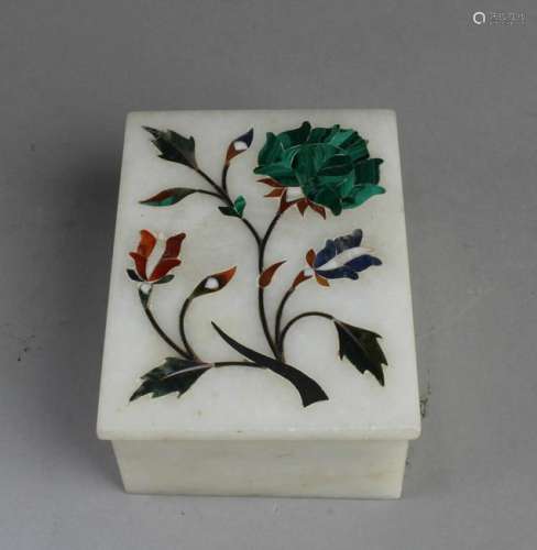 A Western Marble Box with Hardstone Inlay