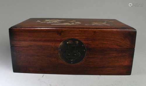 Chinese Hardwood Box with Mother Pearl Inlay
