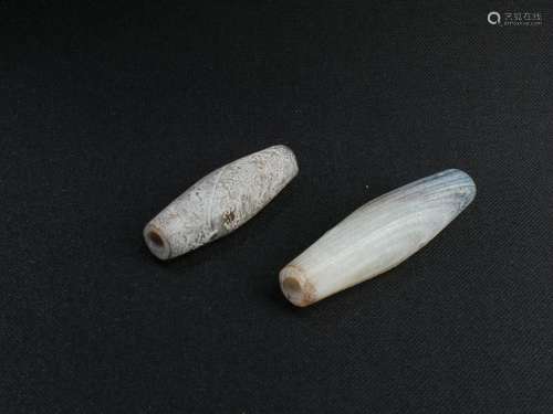 Two Tibet 'First-Line' Dzi Beads