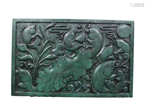 Chinese Two-Sided Carved Spinach Green Jade Ornament