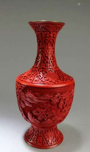 Chinese Carved Cinnabar Lacquer Vase