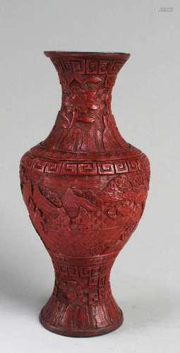 Chinese Carved Cinnabar Lacquer Vase