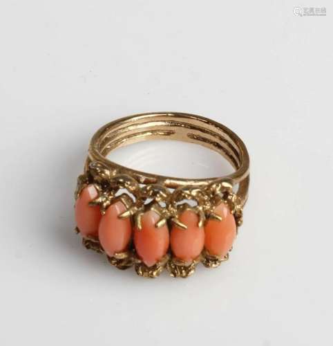 A Ring with Coral Inlay