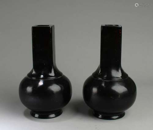 A Pair of Chinese Peking Glass Vases