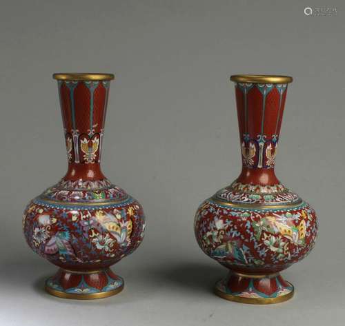 A Pair of Cloisonne Vases