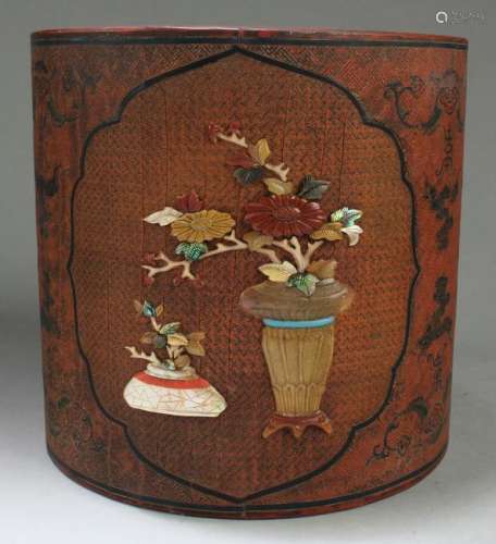 Chinese Lacquer Round Brushpot