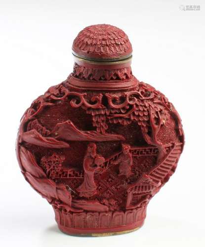 Chinese Cinnabar Lacquer Snuff Bottle