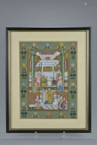 A framed and glazed Middle Eastern miniature painting