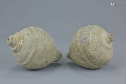 Two 12-14th century Byzantine 'Greek Fire' grey pottery