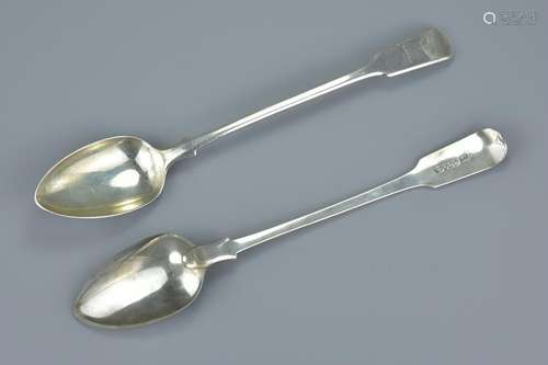 Pair of English antique George III solid silver basting