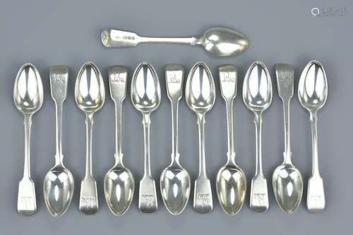 Set of twelve English antique George III solid silver