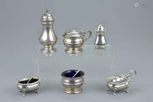 English antique Victorian silver pepper pot and mustard