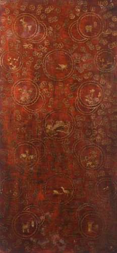 CHINE, XVIIIe siècle Panneau en laque cuir