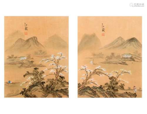 CHINE, XXe siècle Anonyme, Paire de peintures sur …