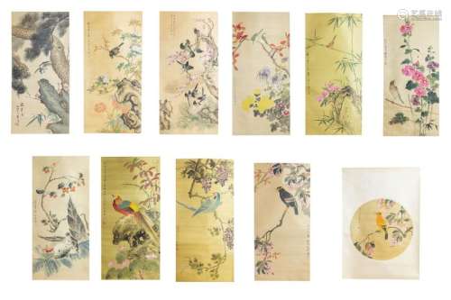 CHINE, XXe siècle Ensemble de dix peintures
