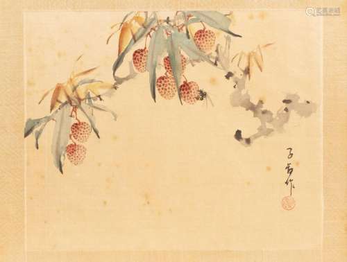 CHINE, XXe siècle peinture à l'encre sur tissus