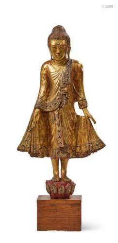 BIRMANIE, XIXe siècle Sculpture de Bouddha en bois…