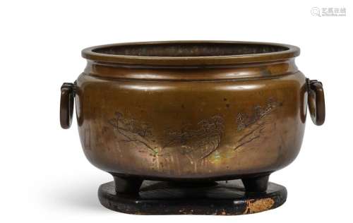 *JAPON, XIXe siècle Vasque en bronze