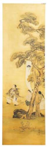 Kensei, XXe siècle Peinture montée en rouleau