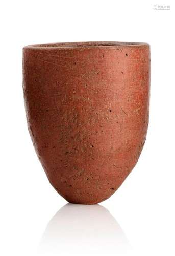 Flat bottomed truncated cone cup. \n \nOchre terraco…