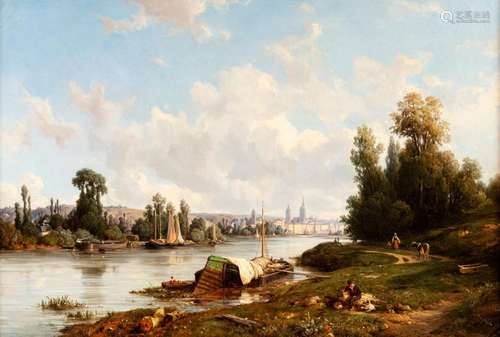 Léon FLEURY (Paris 1804 1858) Bords de Seine à Rou…