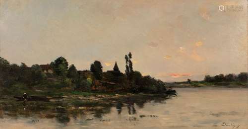 Karl Pierre DAUBIGNY 1846 1886 Bord de l'Oise, ver…