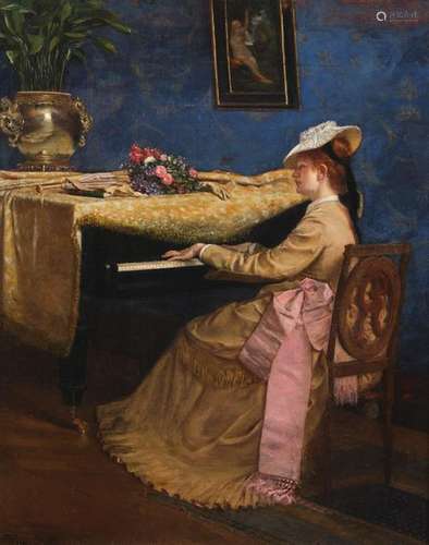 Alphonse HIRSCH (1843 1884) La pianiste Huile sur …