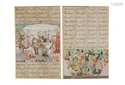 Two folios probably from Hamla i Haydari, \n \nTwo l…