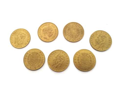 Seven gold coins: 5 x 5 lire Italy Vittorio Emanue…